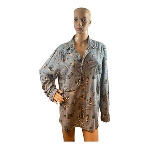 American Eagle Shirt Mens Size L Blue Jean Denim Look Duck Hunting Cabin Cotton